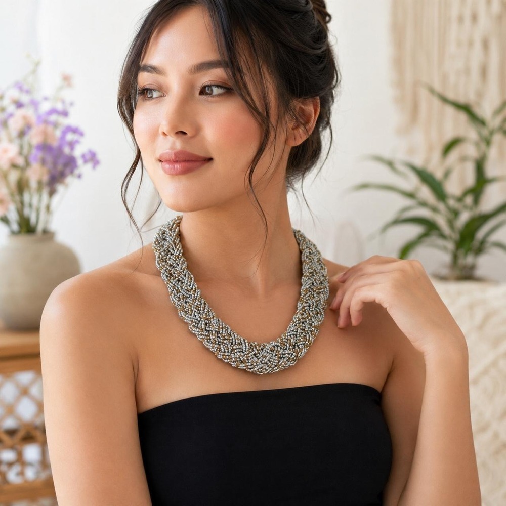 Bold statement necklace seed bead